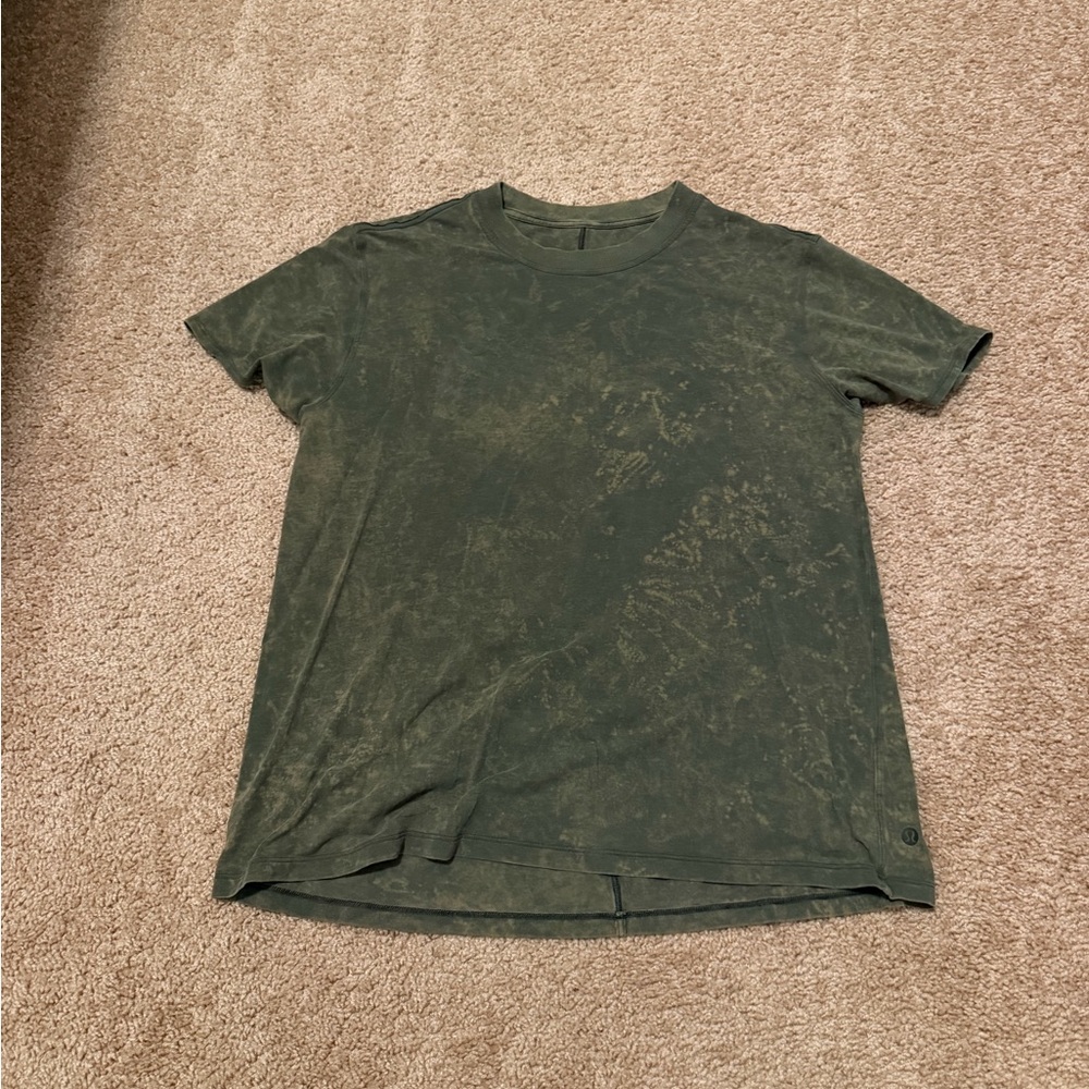 Lululemon All your Organic cotton Tee size medium Green Acid Wash Tie Dye